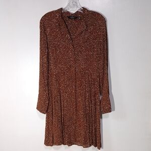 Paris Atelier & other stories collared button front print Dress in Brown Size 6